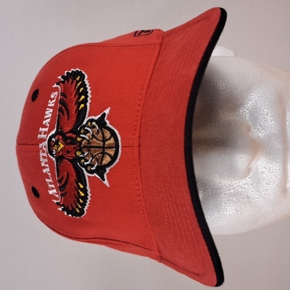 Y2k Reebok Atlanta Hawks Basketball embroidered red & black one size flex hat - Picture 1 of 7